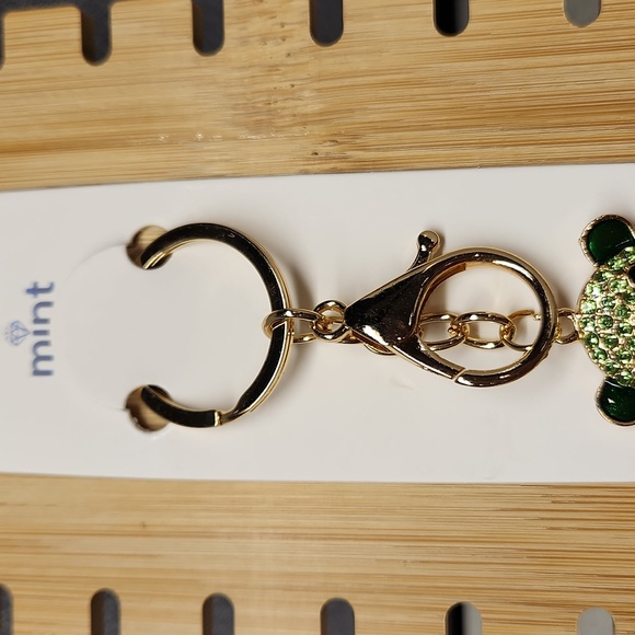 Mint Green Crystal Bear Keychain/Bag Charm Gold Tone - Picture 4 of 5